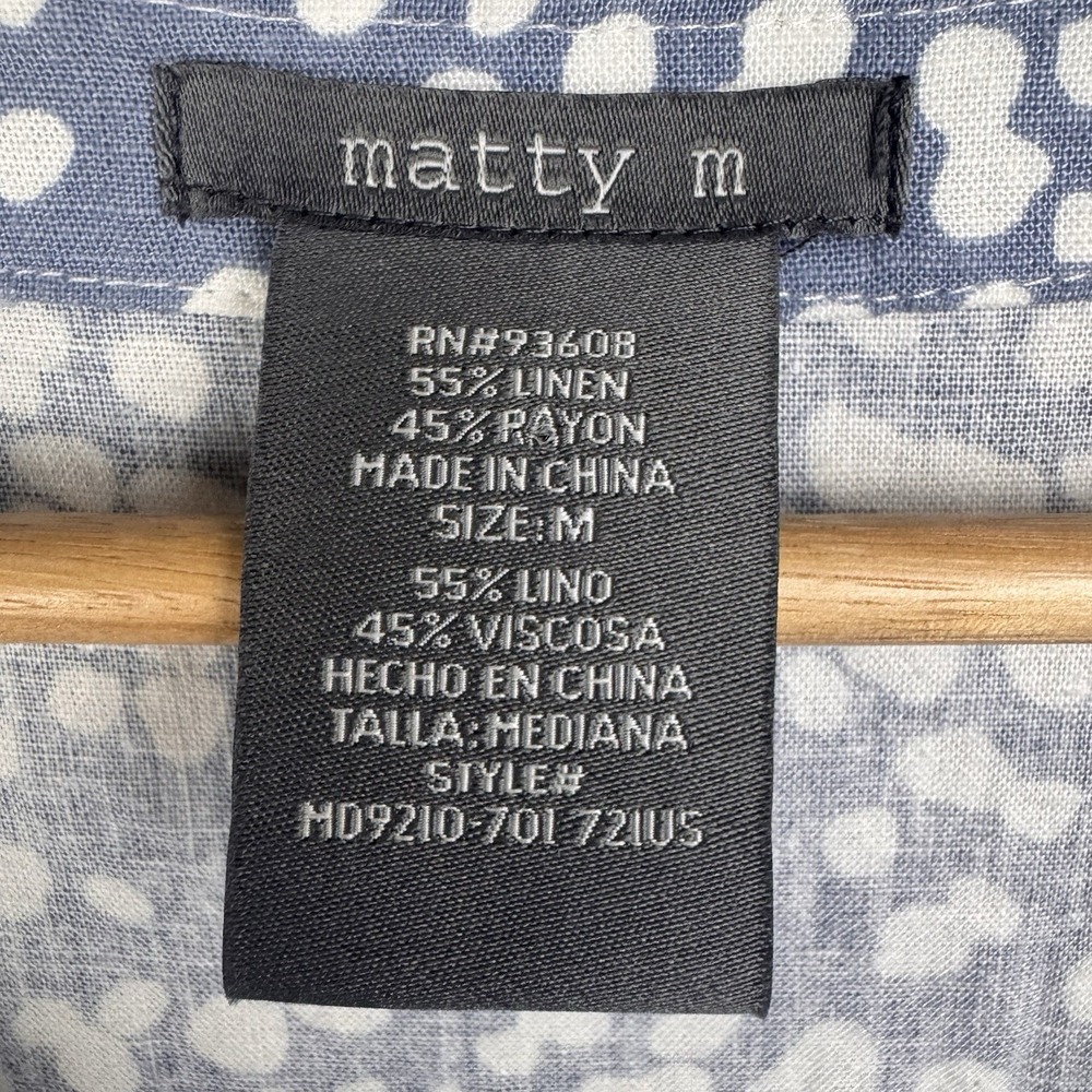 Matty M Tiered Linen Blend Cottagecore Lagenlook Loose Dress Women's Sz M Blue - Picture 13 of 16